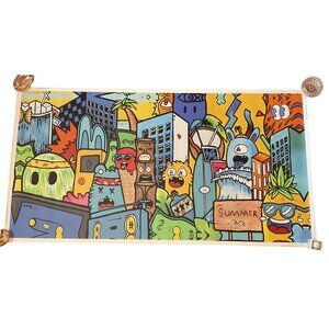 Kfir Tager Vibrant Colorful Summer-Themed Cartoon Art Print 152x76cm Canvas